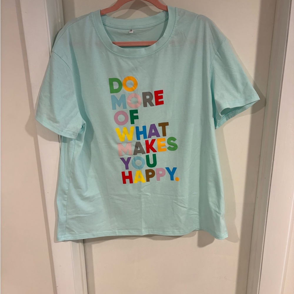 Aqua Women’s T-Shirt with Motivational Print 2XL